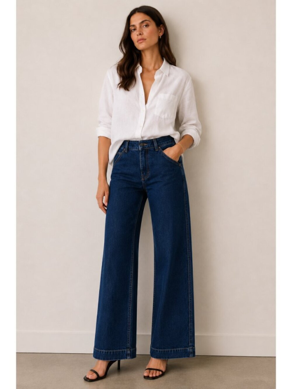 A.L.C. Wide Leg Jeans in Dark Wash